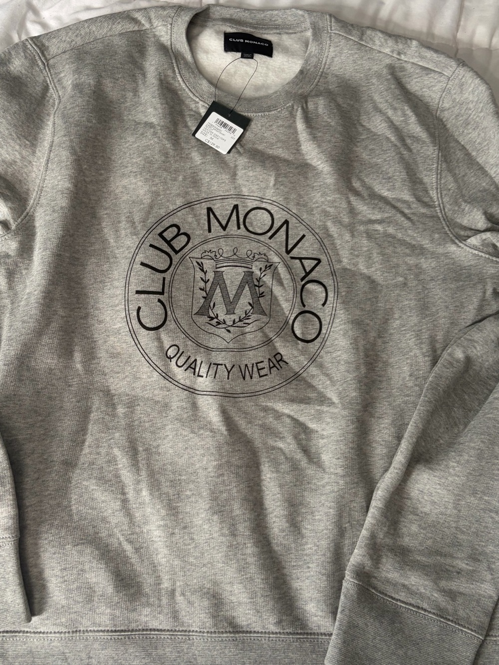Club Monaco Light Gray Logo Crewneck Sweatshirt - M unisex